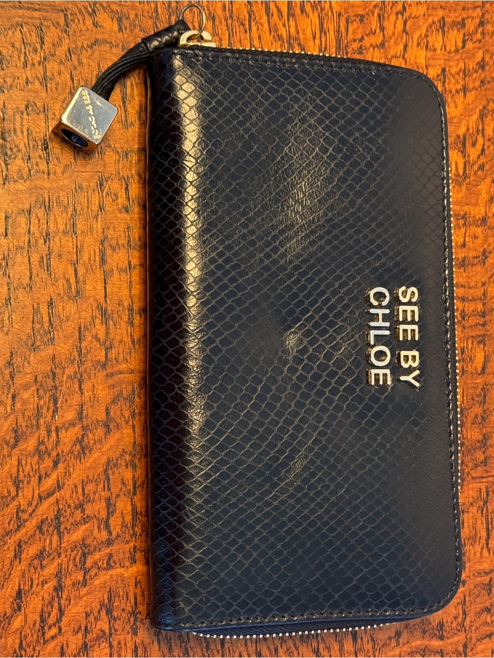 See By Chloe Snakeskin Embossed Leather Zip-Around Wallet - Picture 6 of 13